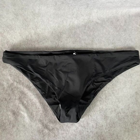 prAna Bikini Bottom Womens Size L Black Low Rise Cheeky Hipster Beach Swimwear - Picture 1 of 14
